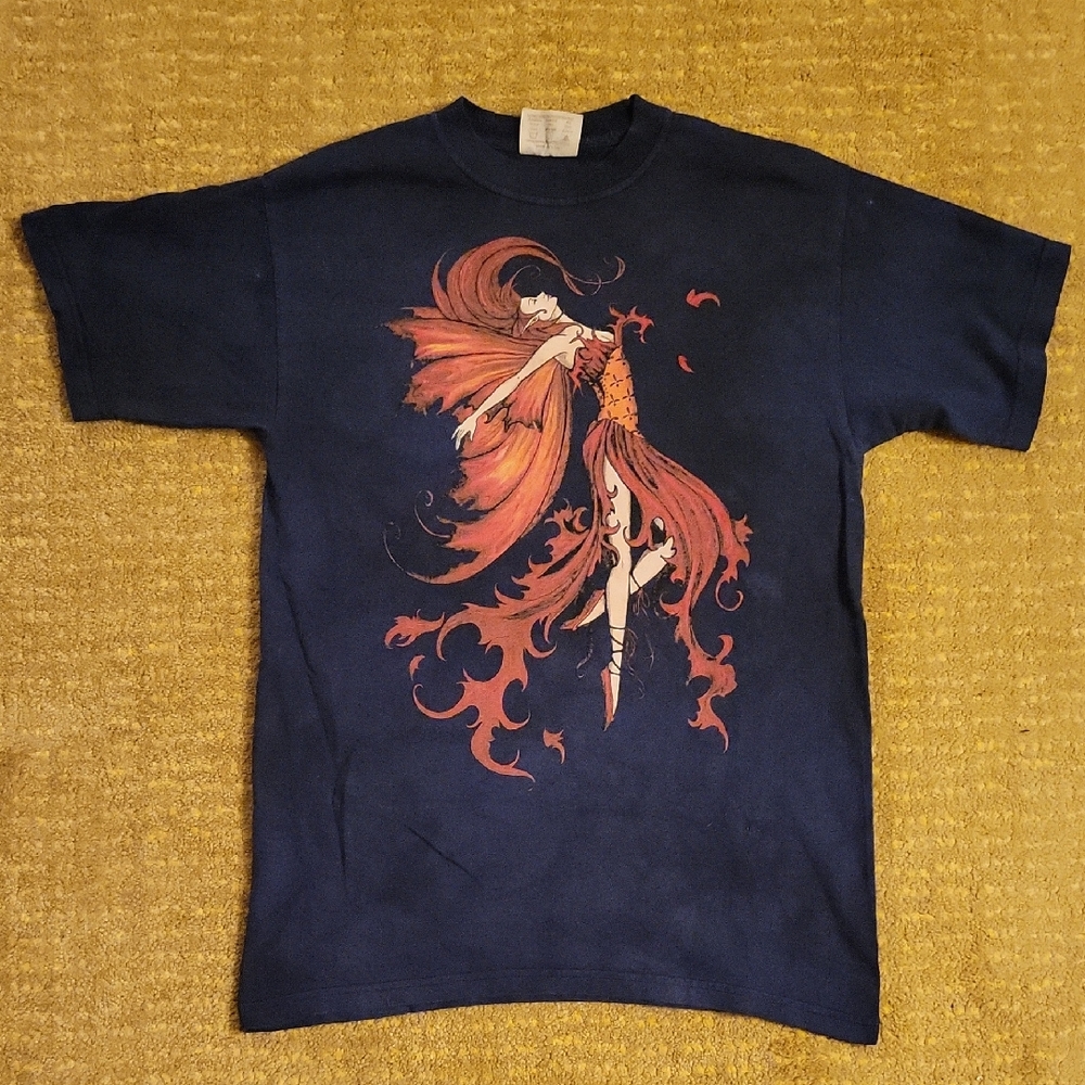 Vintage The Mountain Amy Brown Fairy T-Shirt — Medium — Black — Fantasy Art